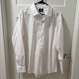Dockers White Men's Long Sleeve Dress Shirt - Classic Spread Collar